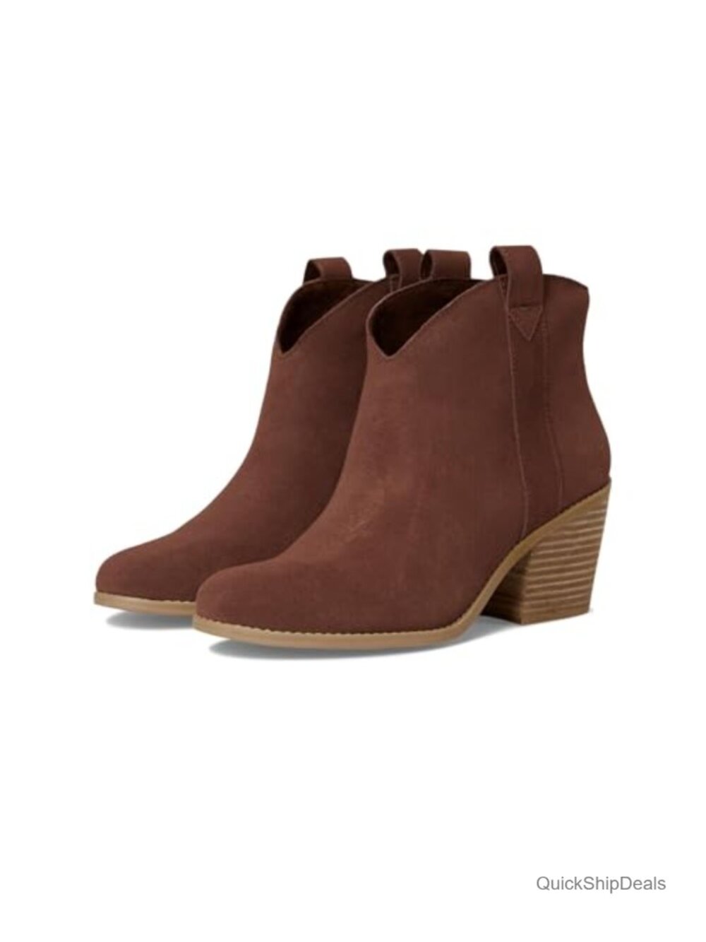 Suede Western Ankle Bootie with CloudBound Foam Insole and Pull Tabs